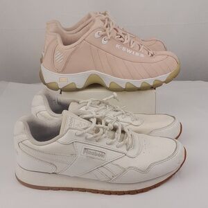 2 Pairs Of Shoes Sneakers K Swiss Reebok Pink Off White Used